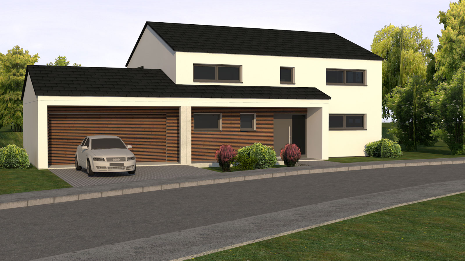 Visualisierung Einfamilienhaus 3-D-Ansicht